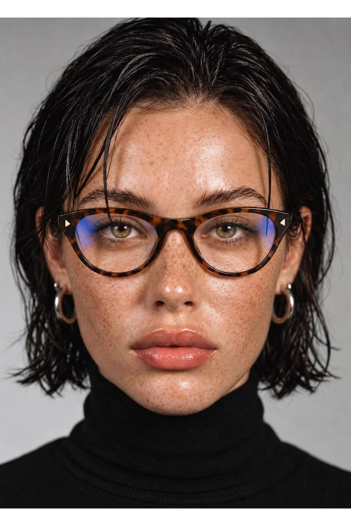 BH 127 C01 Cat Eye Model Mavi Işık Korumalı Optik Uyumlu Cam Değiştirilebilir Bilgisayar Gözlüğü